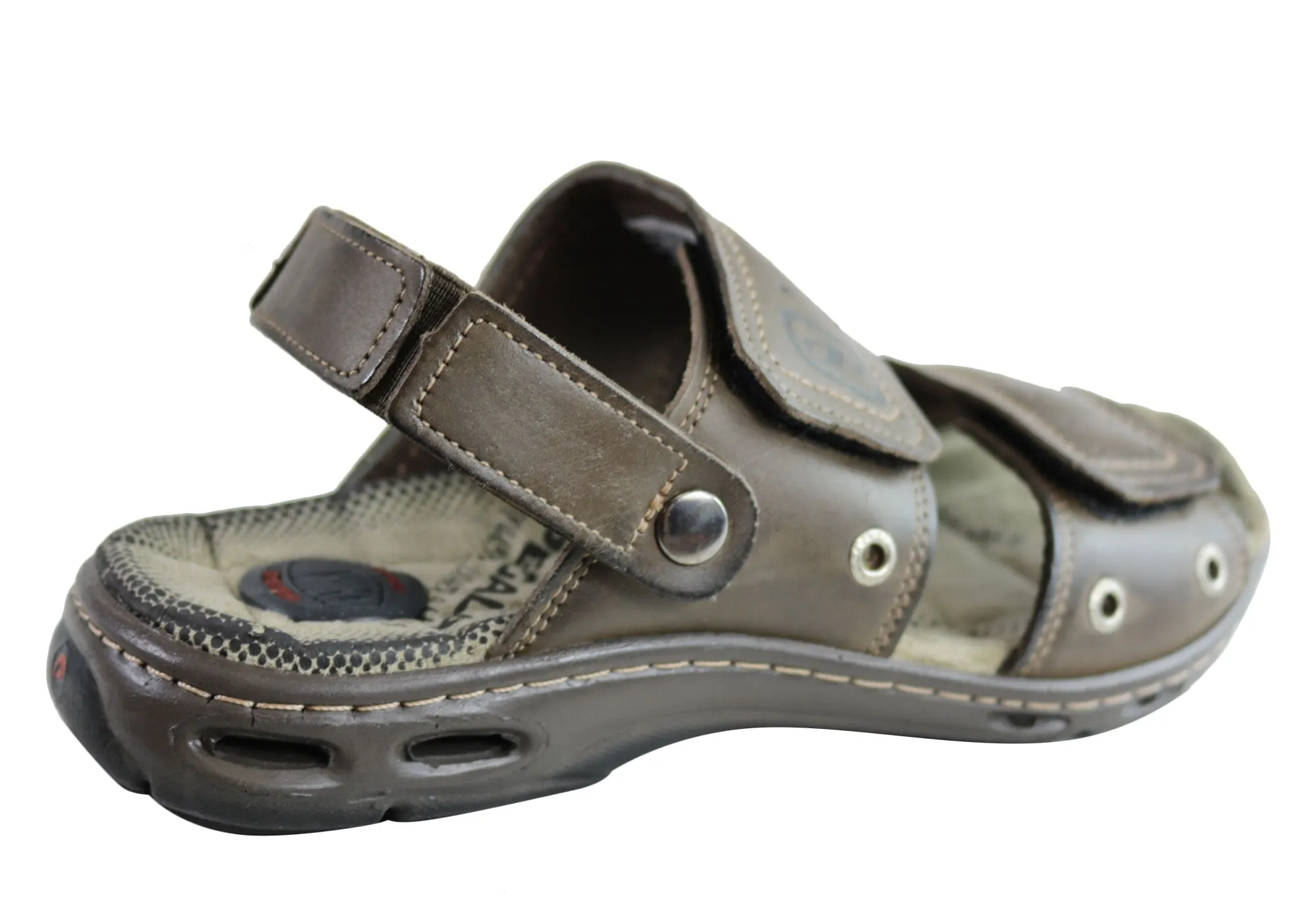 Pegada Jensen Mens Leather Comfort Cushioned Sandals Made In Brazil