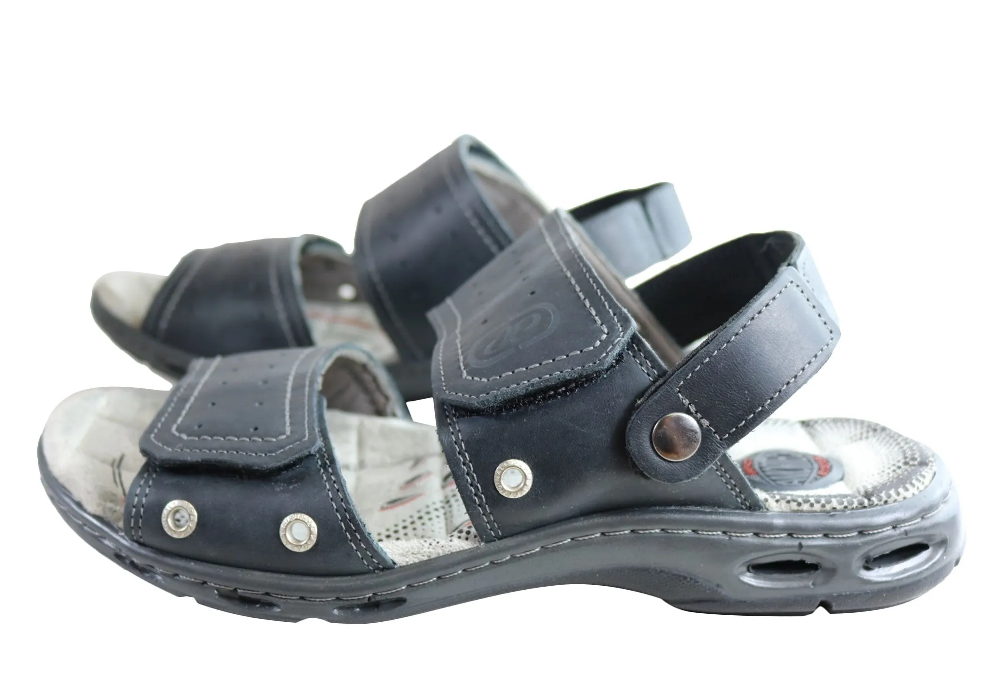 Pegada Jensen Mens Leather Comfort Cushioned Sandals Made In Brazil