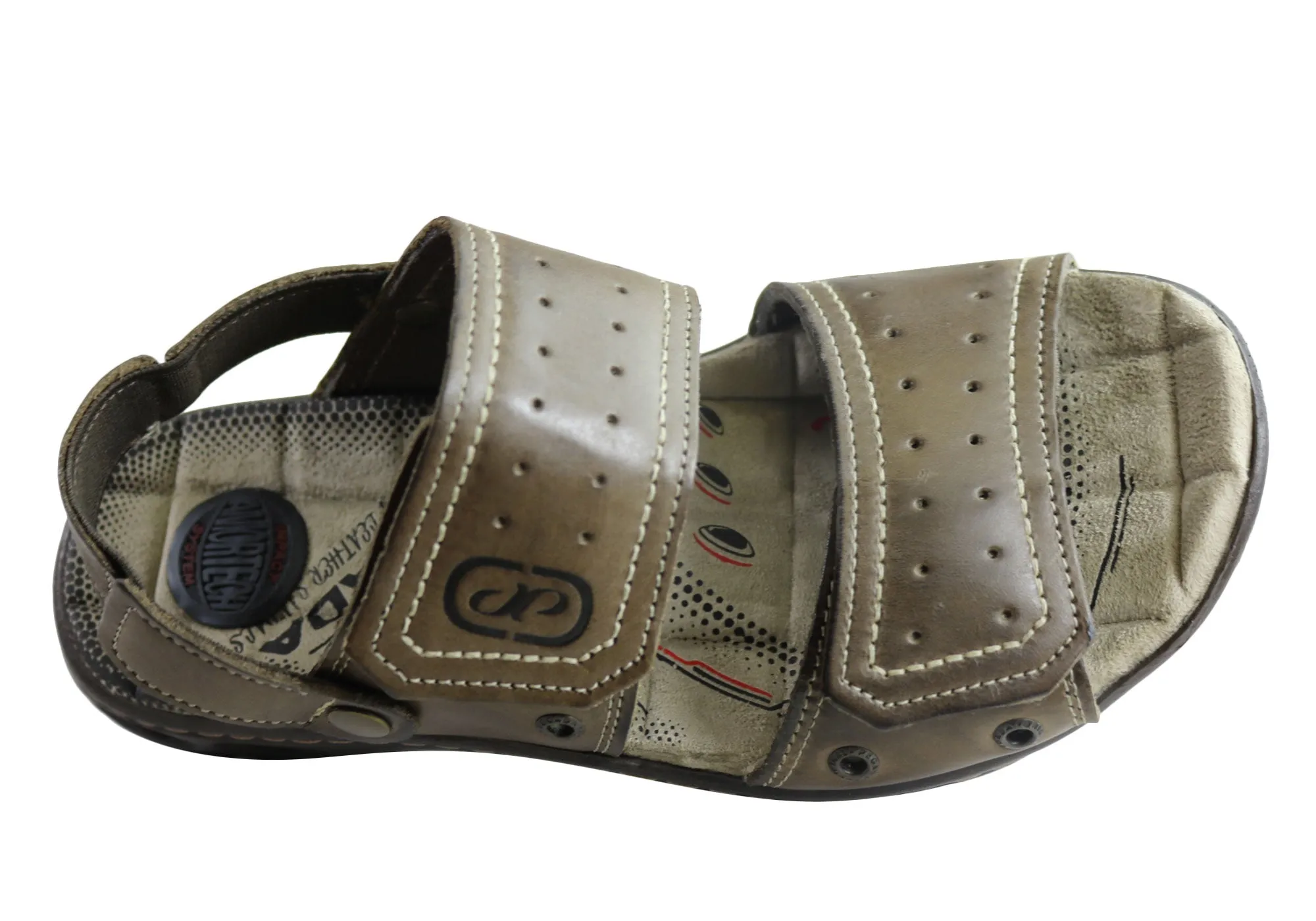 Pegada Jensen Mens Leather Comfort Cushioned Sandals Made In Brazil