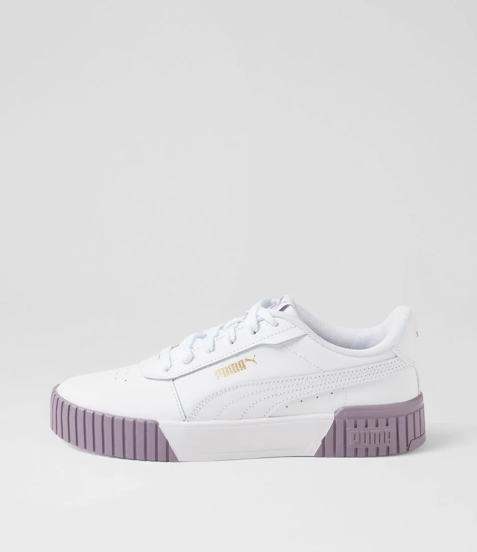 PUMA 385849 Carina 2 White Pale Plum Gold Sneakers