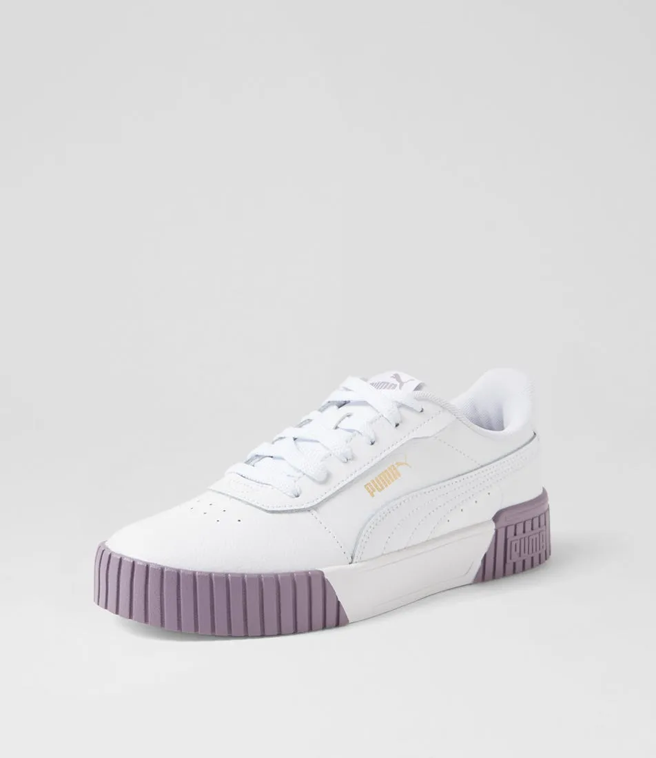 PUMA 385849 Carina 2 White Pale Plum Gold Sneakers