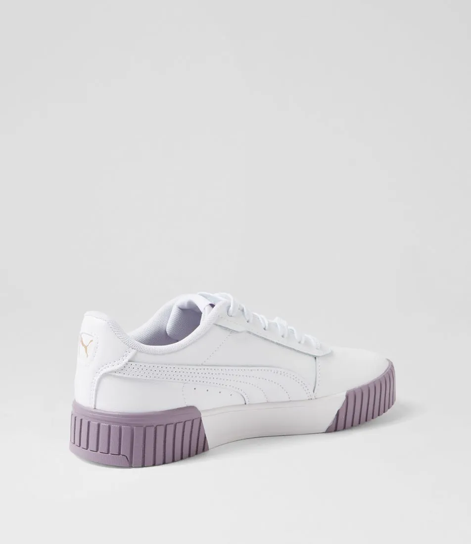 PUMA 385849 Carina 2 White Pale Plum Gold Sneakers