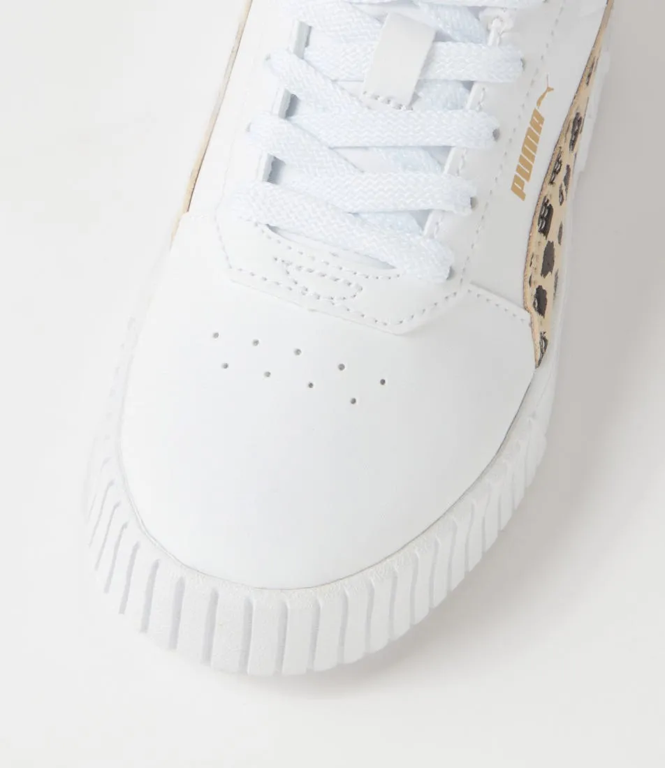 PUMA Carina 2 Ani Jr White Granola Black Gold Leather Sneakers