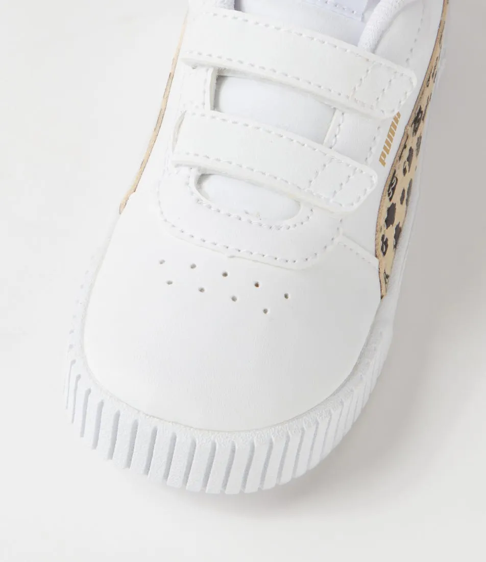 PUMA Carina 2 Ani Tot White Granola Black Gold Leather Sneakers