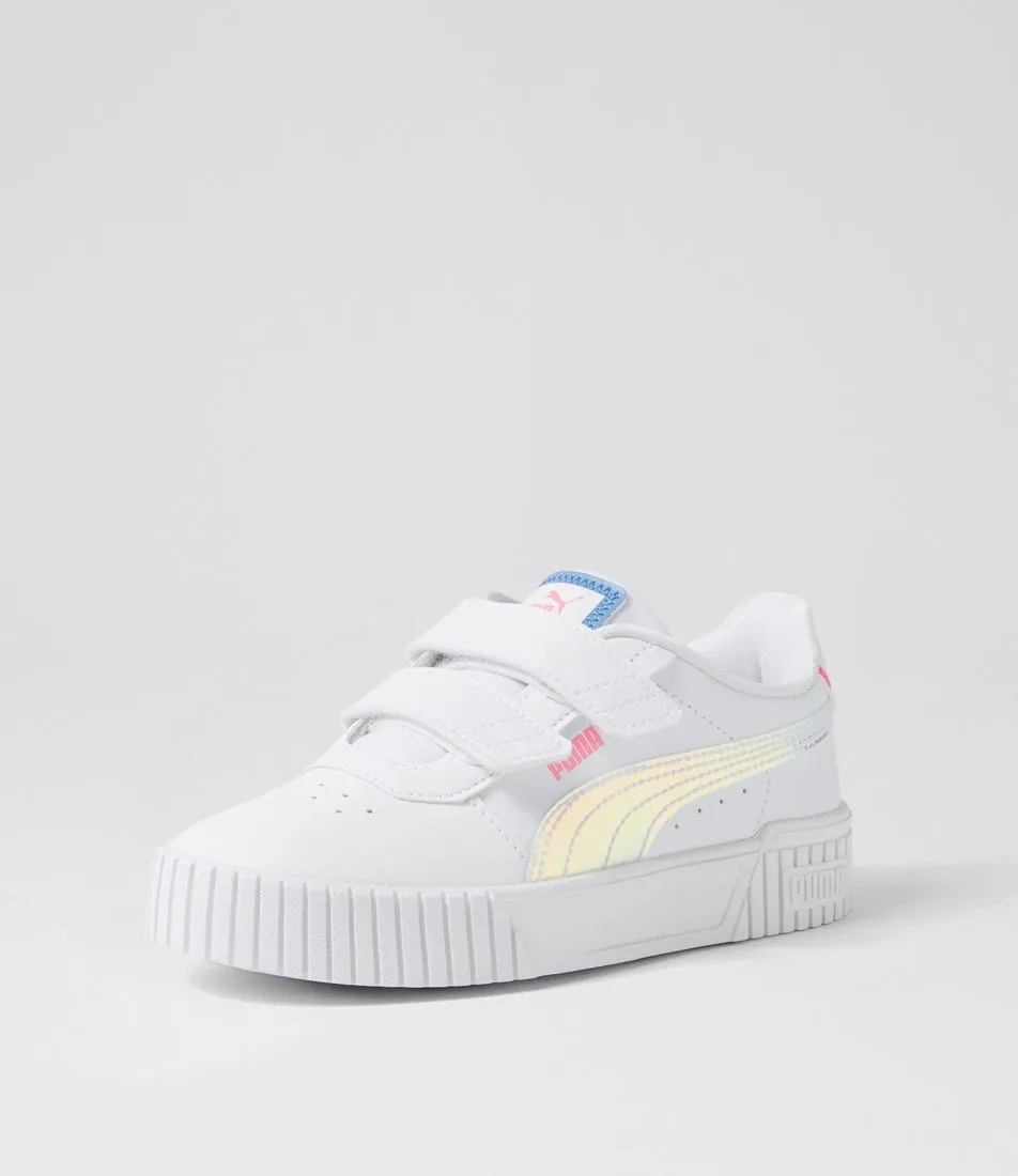 PUMA Carina 2 Jnr White Blue Skies Fast Pink Sneakers