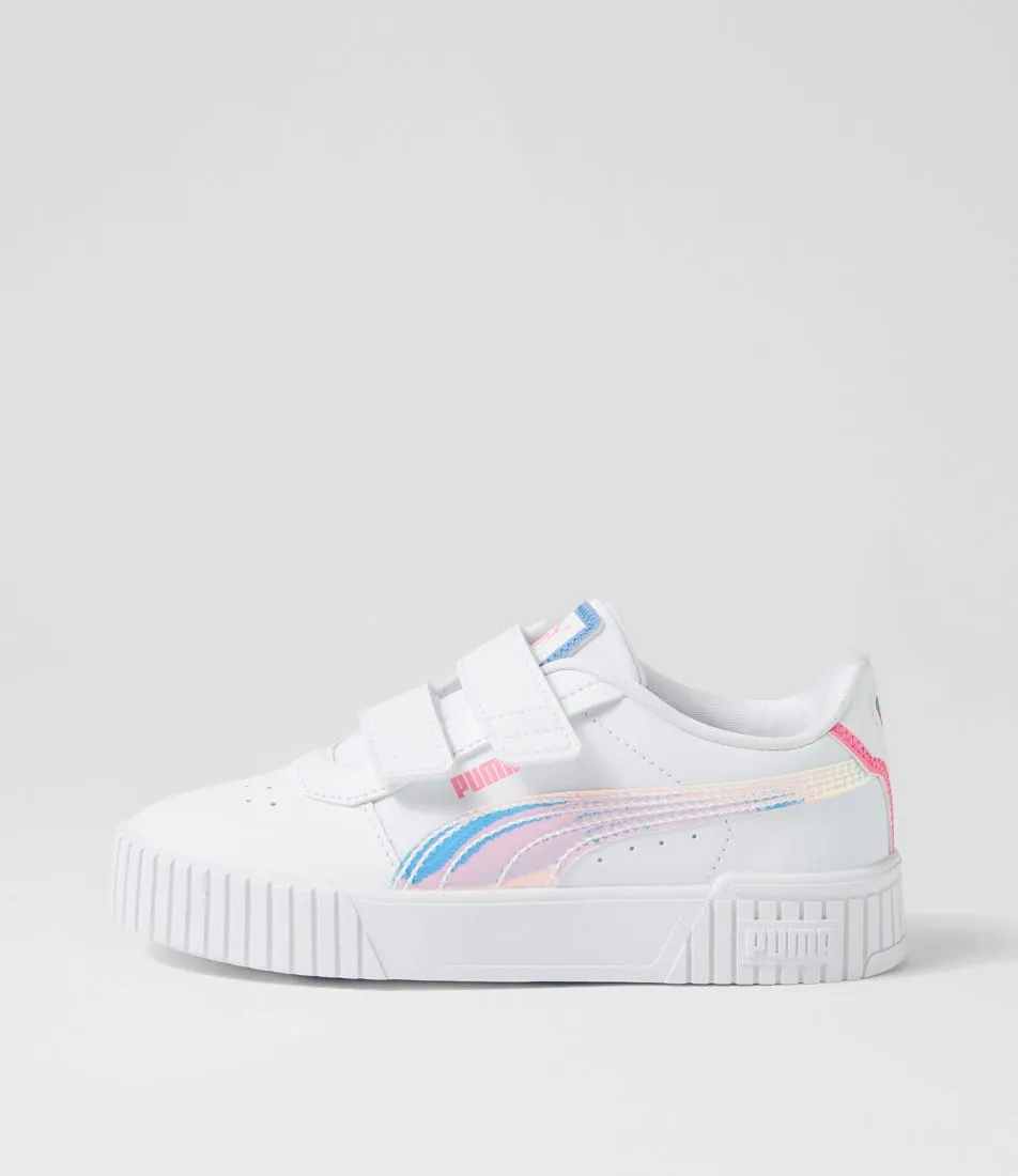 PUMA Carina 2 Jnr White Blue Skies Fast Pink Sneakers