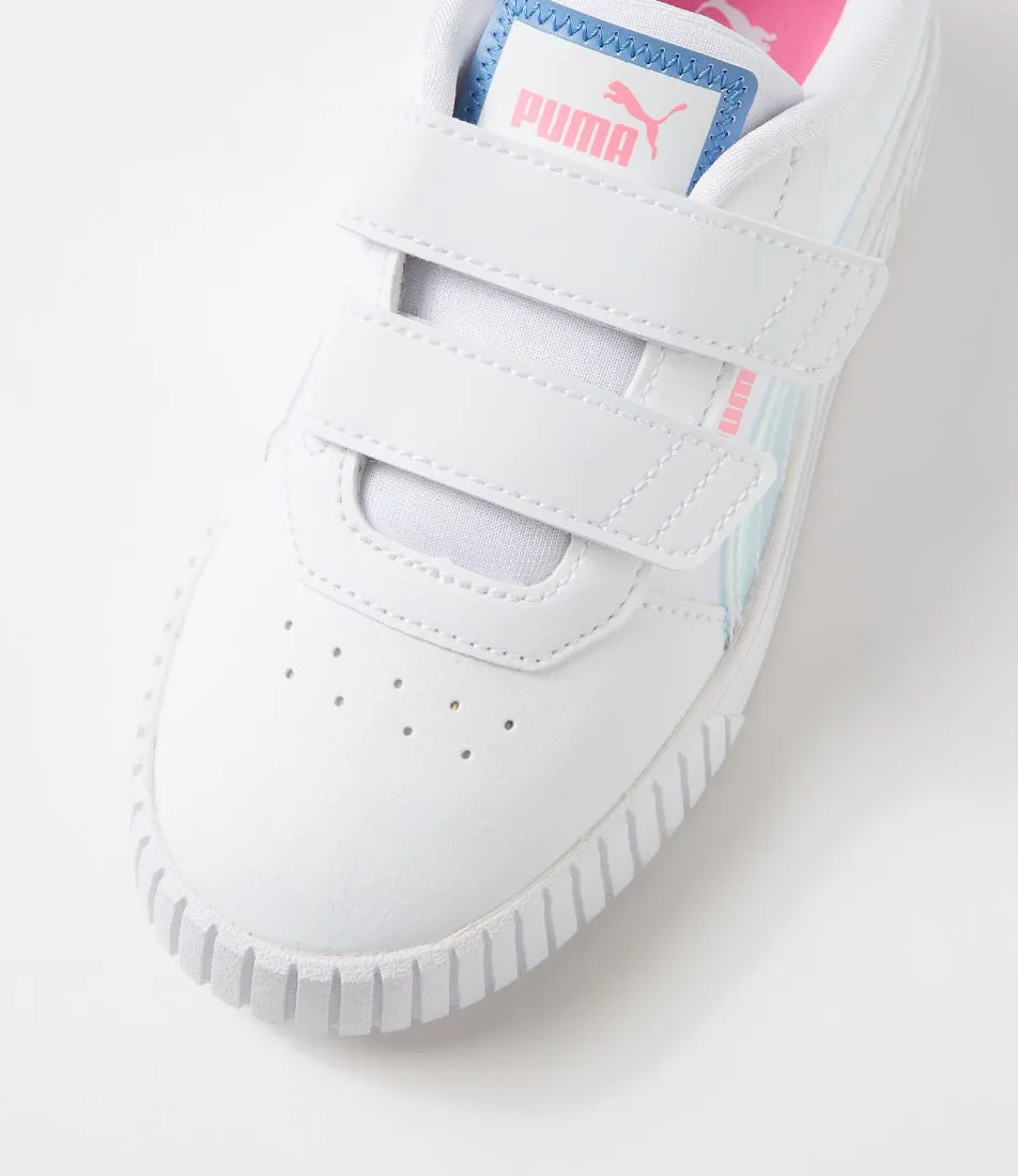 PUMA Carina 2 Jnr White Blue Skies Fast Pink Sneakers