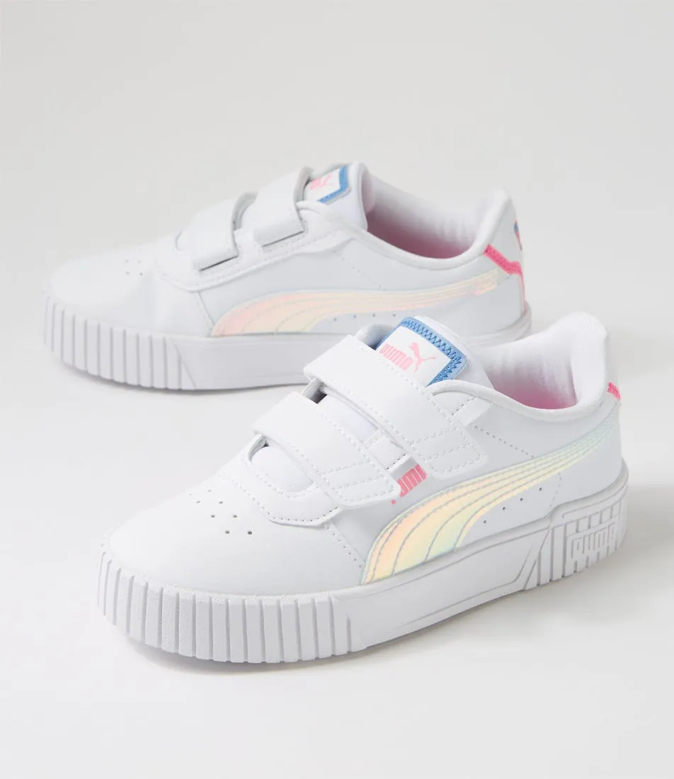 PUMA Carina 2 Jnr White Blue Skies Fast Pink Sneakers