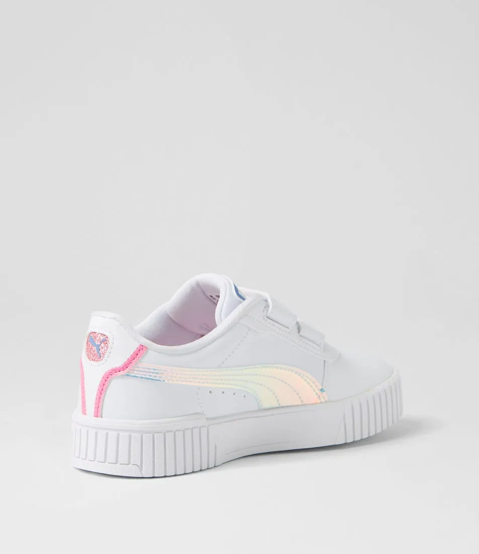 PUMA Carina 2 Jnr White Blue Skies Fast Pink Sneakers