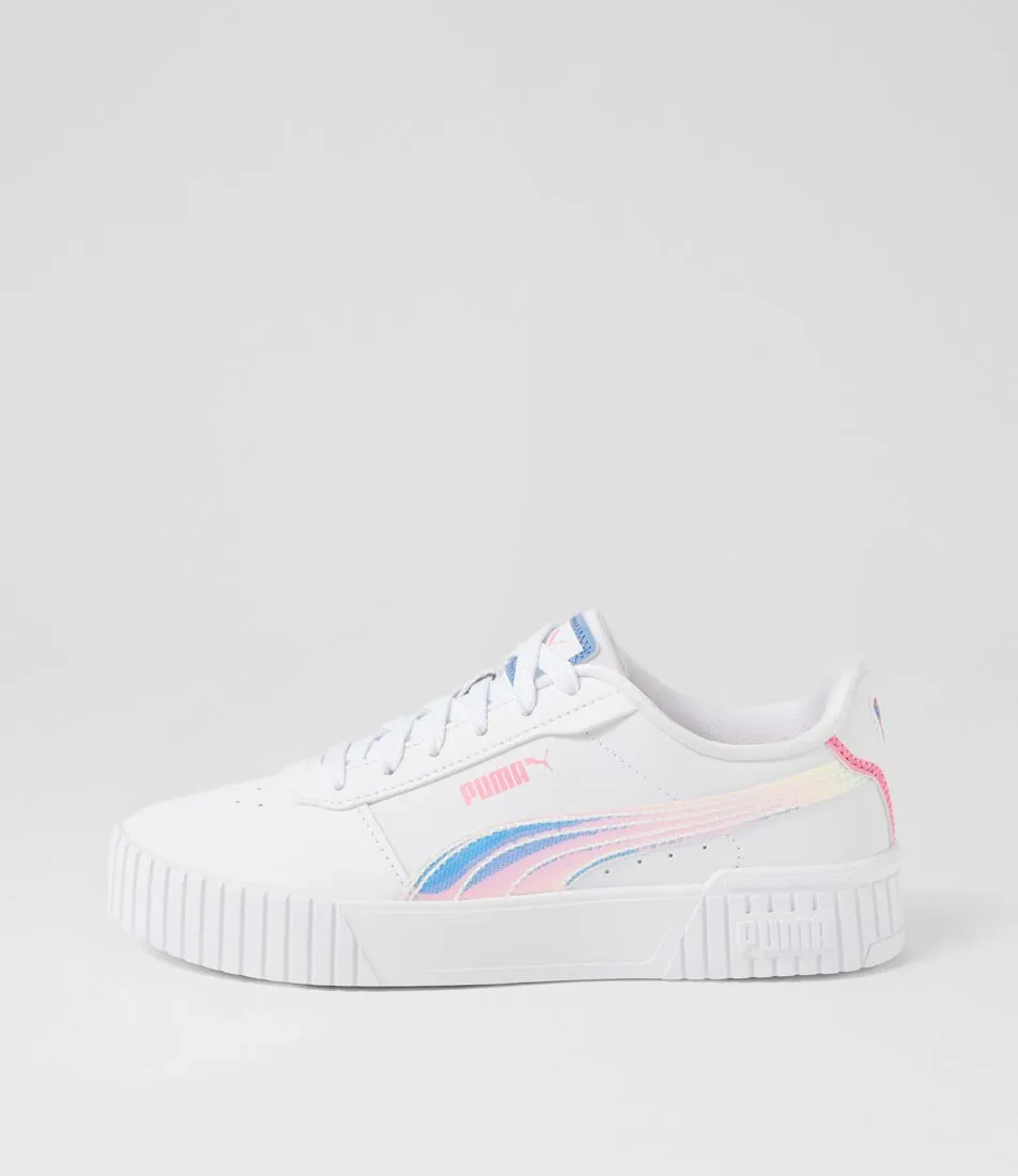 PUMA Carina 2 Jnr White Blue Skies Pink Sneakers