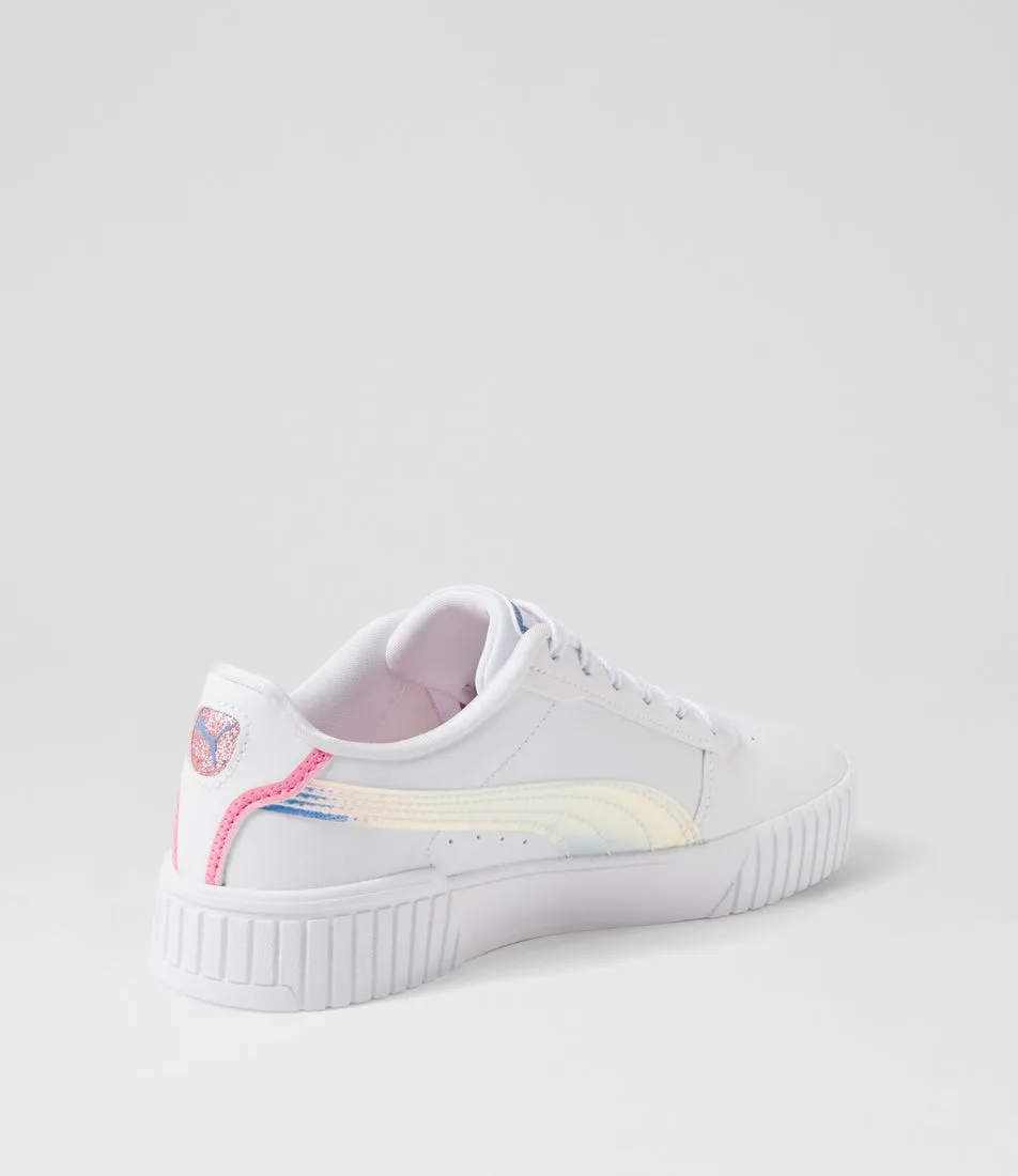 PUMA Carina 2 Jnr White Blue Skies Pink Sneakers