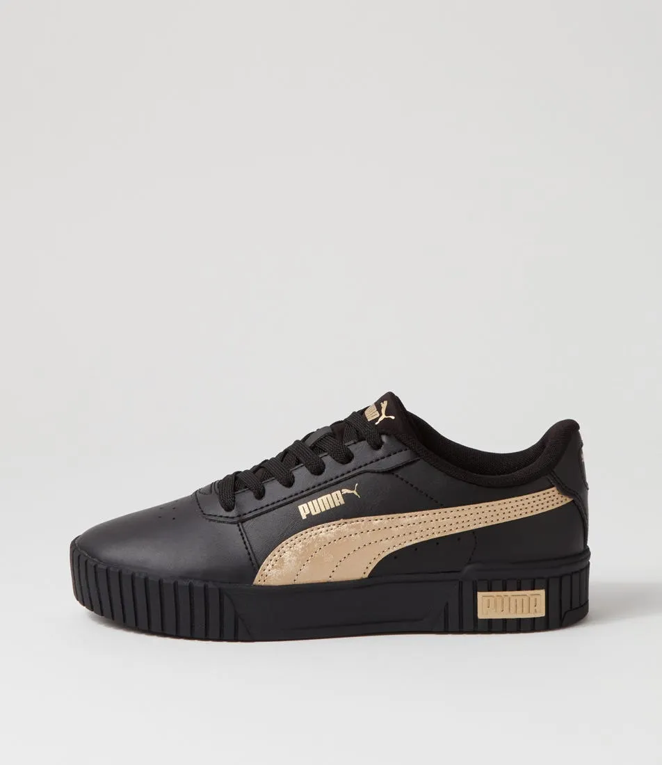 PUMA Carina 2 Space Black Gold Leather Sneakers