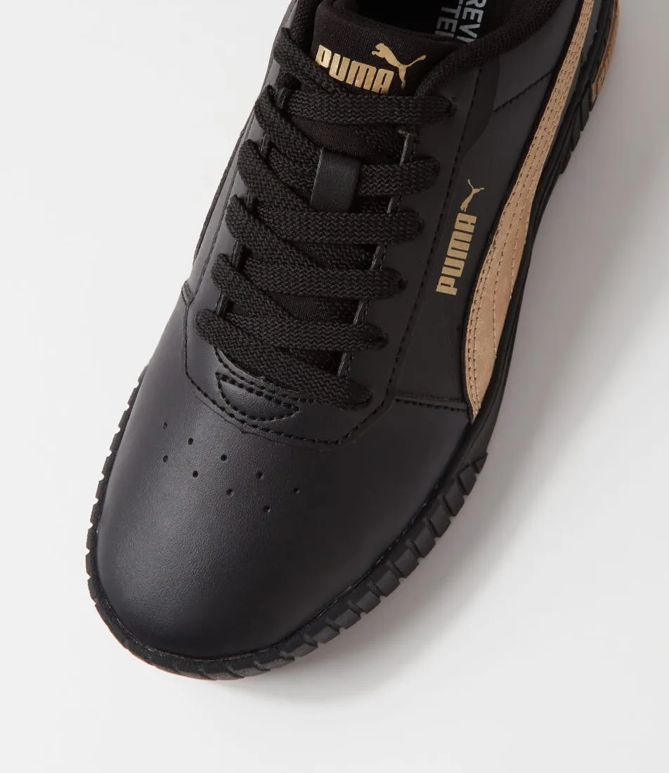 PUMA Carina 2 Space Black Gold Leather Sneakers