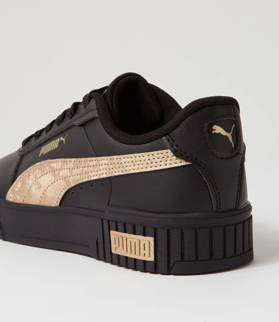 PUMA Carina 2 Space Black Gold Leather Sneakers