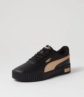 PUMA Carina 2 Space Black Gold Leather Sneakers