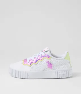 PUMA Carina 2 Trolls Jnr White Mauve Cucumber Sneakers