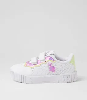 PUMA Carina 2 Trolls V Pre White Mauve Cucumber Sneakers