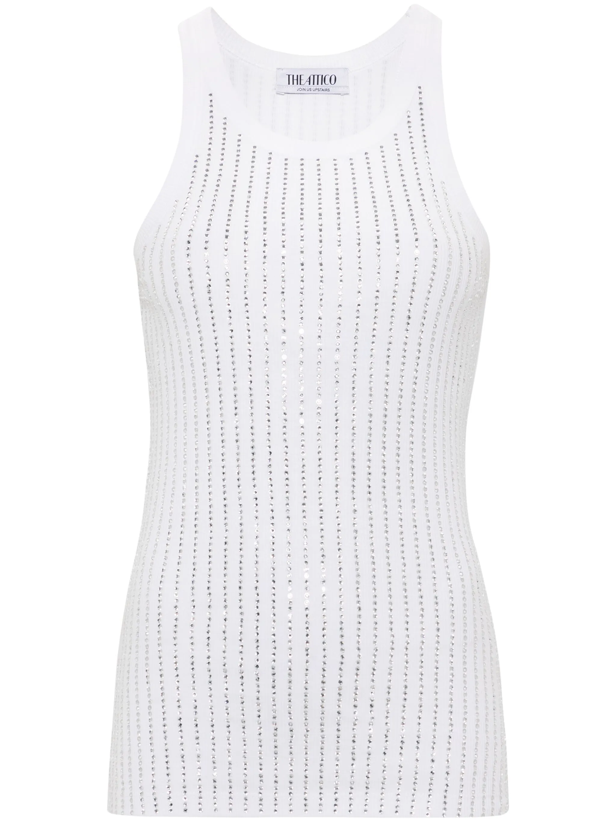 rhinestone-embellished cotton tank top