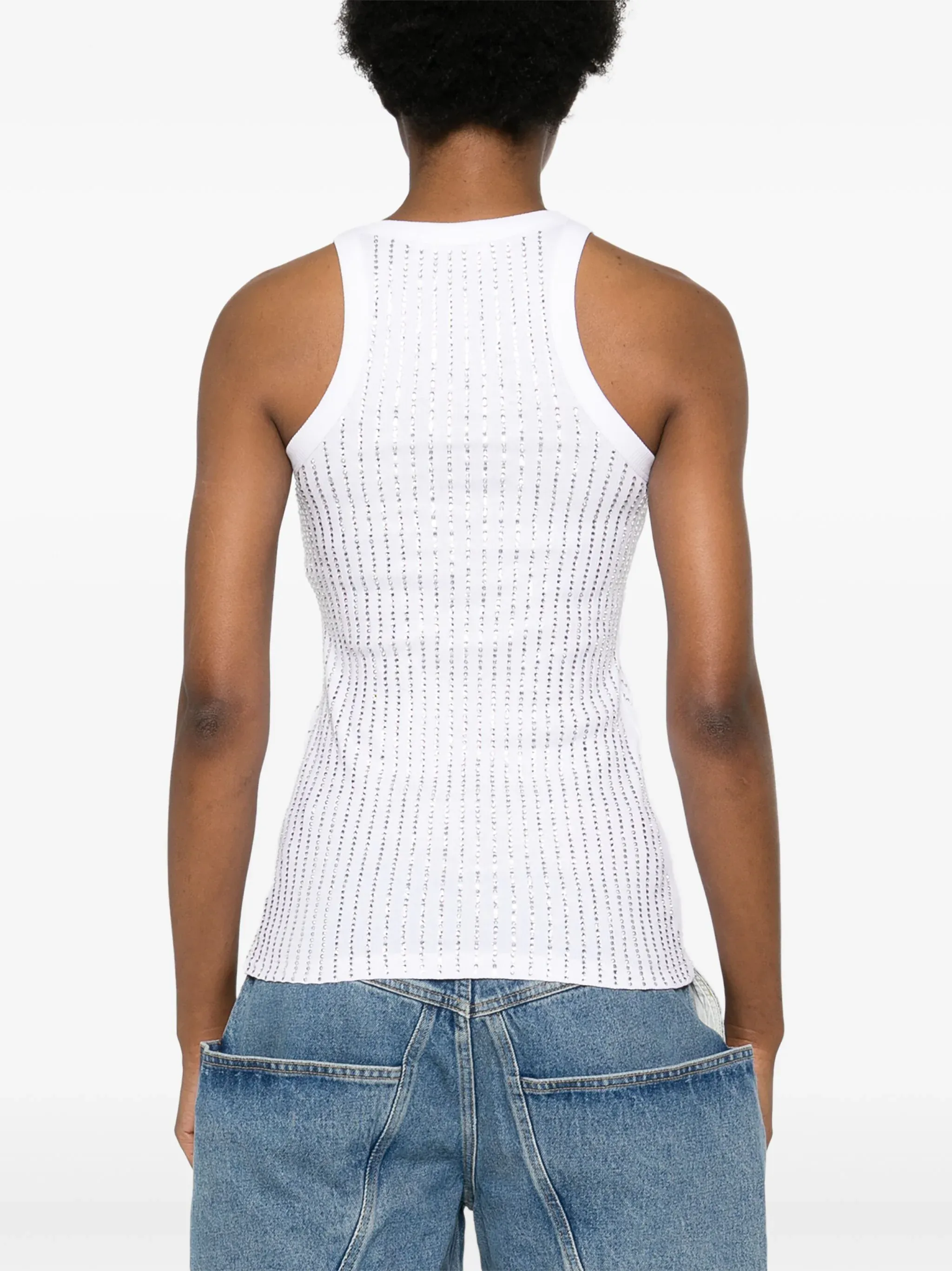 rhinestone-embellished cotton tank top