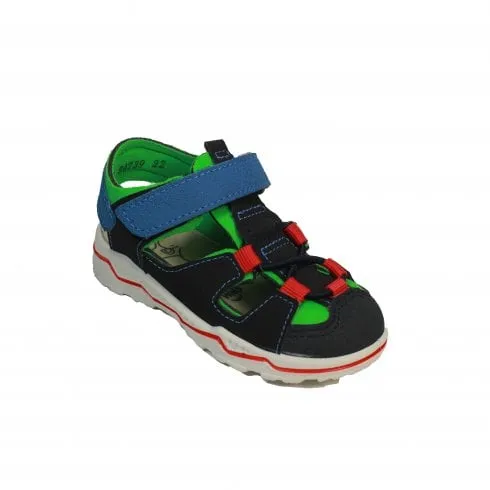 Ricosta Geru | See/Neongreen | Closed Toe | Children's Rip Tape Sandals