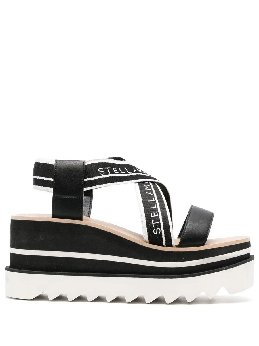 Stella McCartney    Stella Mc Cartney Sneak Elyse Striped Platform Sandals