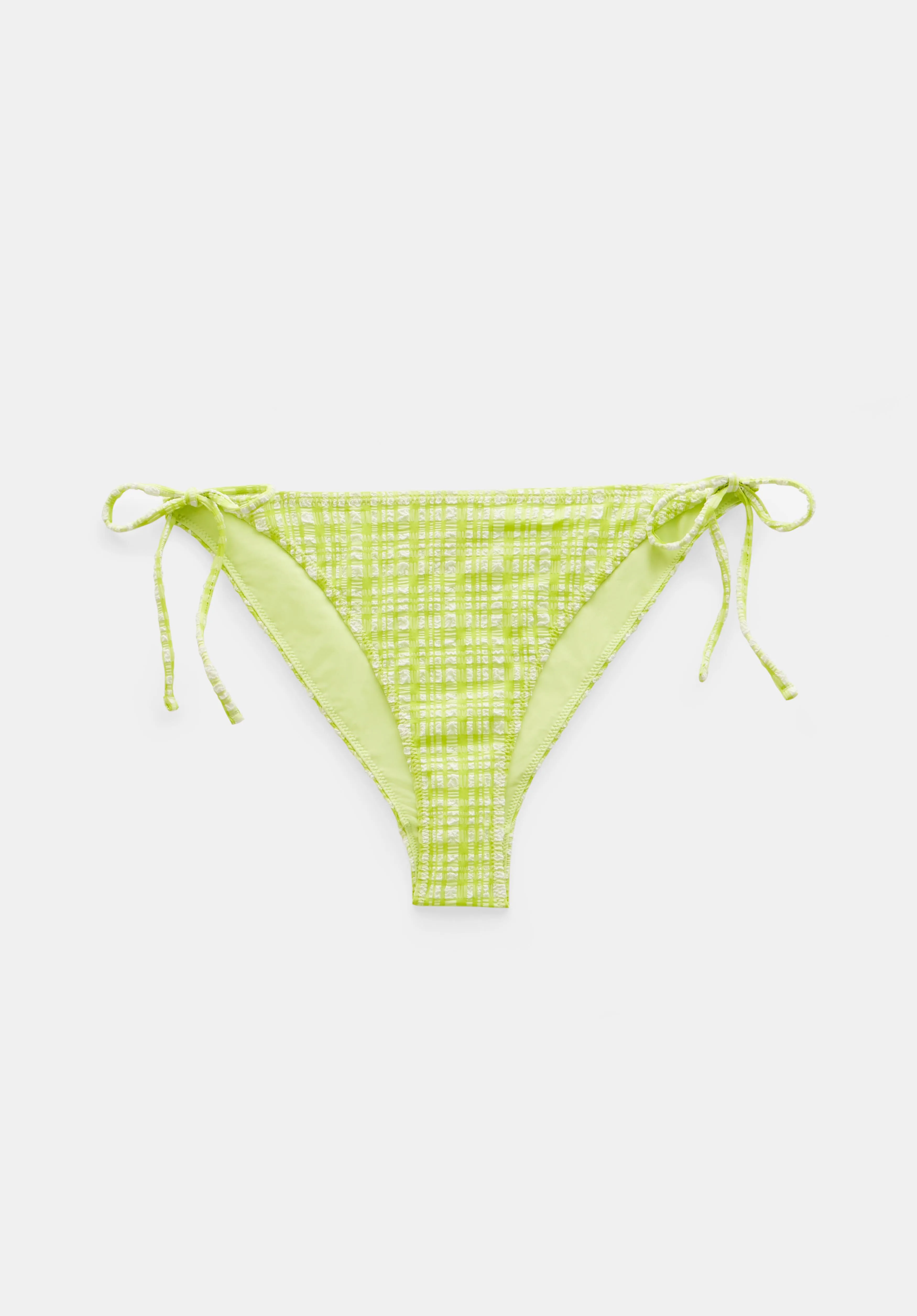 Talia Check Tie Side Crinkle Bikini Bottoms