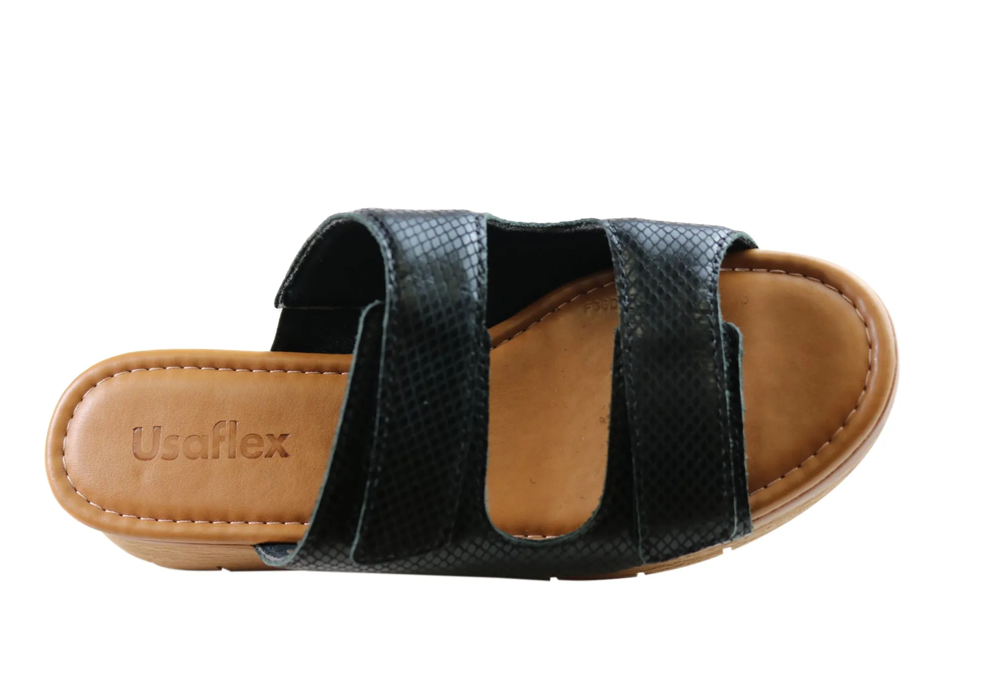 Usaflex Brooke Womens Comfort Leather Slides Sandals Made In Brazil