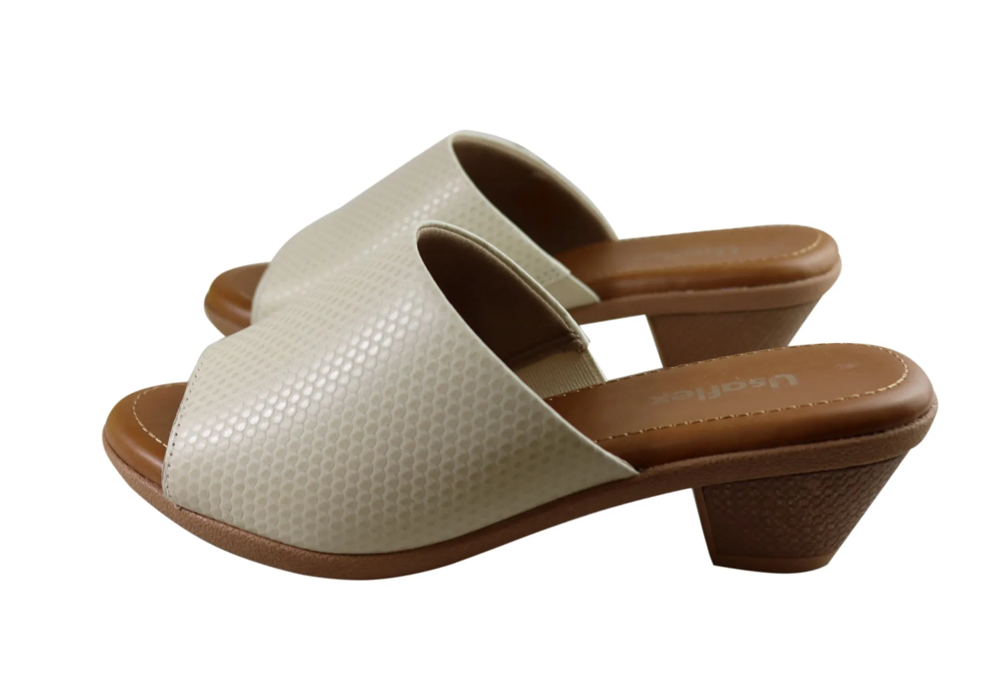 Usaflex Latona Womens Comfort Leather Slides Sandals Made In Brazil