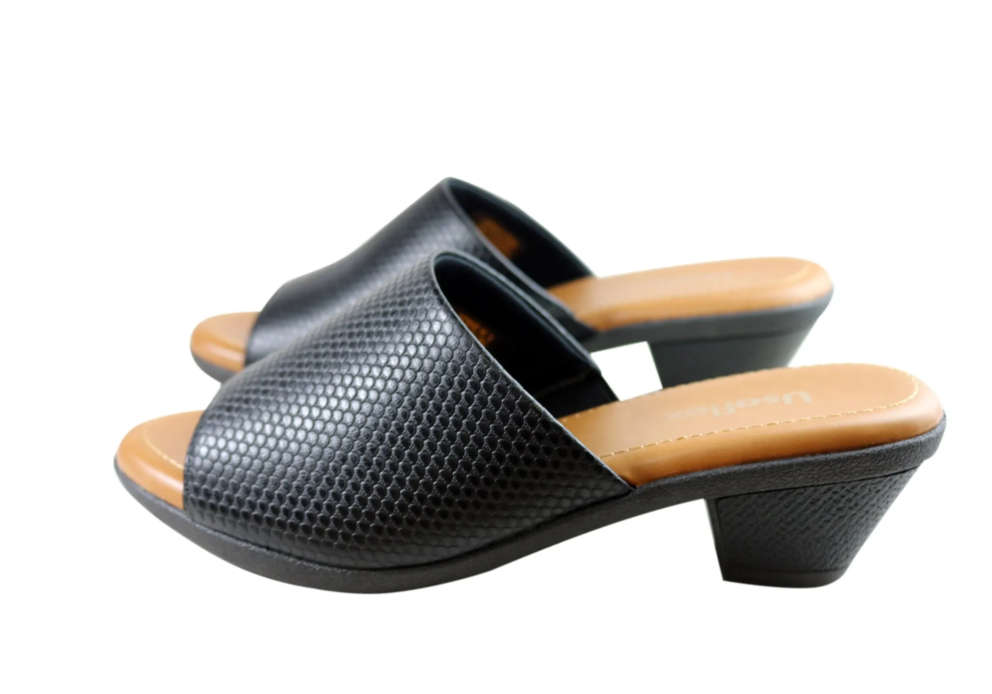 Usaflex Latona Womens Comfort Leather Slides Sandals Made In Brazil