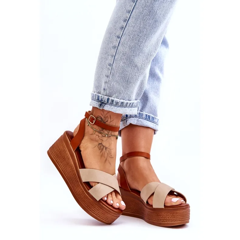 Women's Comfortable Wedge Sandals Brown-Beige Laurie